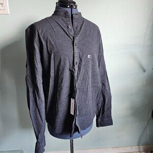 NWT Dark Denim Colored Collarless Express Button Down Men's